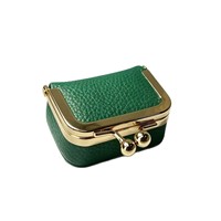Mini pochette multifonctionnelle à fermoir Kiss Lock, couleur unie, en cuir PU, petite bourse carrée pour monnaie, bijoux et rouge à lèvres