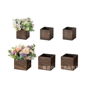 Pot de fleurs carré en bois, mini conteneur pour plantes de bureau, pour décorations de table de mariage, jardinière en bois massif avec fleurs - Product Image 5