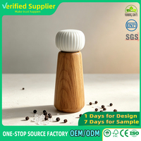 Moulin à poivre manuel en bois de chêne de qualité supérieure, réglage de la grosseur, moulin à sel et poivre rechargeable avec mouvement en céramique, broyeur d'épices de cuisine OEM