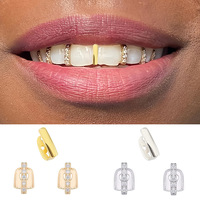 30 PCS Punk Dents Écart Set Zircon Hip Hop Capuchon de Dent Cœur Creux Amovible à Clipser Décoration de Dent Bijoux Ornements Dentaires