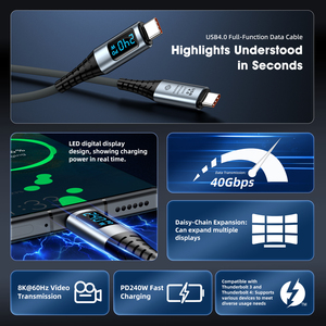 Câble d'affichage LED USB4 PD3.1 240W, câble de charge rapide 40 Gbps 8K60Hz, adapté <span class=keywords><strong>pour</strong></span> <span class=keywords><strong>Switch</strong></span> MacBook - Product Image 2