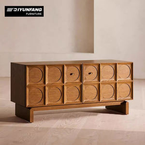 خزانة جانبية من الخشب الصلب الفرنسي الكلاسيكي على الطراز الاسكندنافي خزانة تخزين لغرفة المعيشة مع 4 أدراج صديقة للشقق - Product Image 1