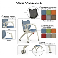 Chaise de conférence au design moderne et confortable avec base en acier, chaise de bureau mobile pour l'étude et les discussions, chaise d'étude