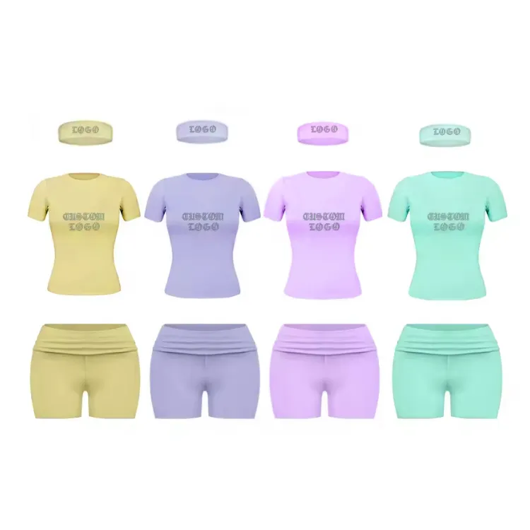 Loungewear Women Sets Casual Custom Colors Spring Soft Foldover Leggings Shirt Flare Shorts Lounge Wear Two Piece Sets For Women