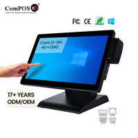 Sistema POS Todo en Uno para Minoristas, Caja Registradora de 15.6 Pulgadas, Máquina para Restaurante, Intel I3, 128GB RAM, Windows 10, Táctil de 10 Puntos