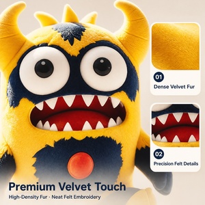Peluche Monstre Zappy Brave Personnalisée, Cadeau de Noël, Adorable Animal en Peluche Jaune et Bleu, Poupée aux Grands Yeux et Ventre Rouge, Vente en <span class=keywords><strong>Gros</strong></span> - Product Image 3