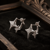 Anting Hoop Paduan Logam Bintang Gaya Vintage Goth Harajuku Y2K Korea, Aksesoris Perhiasan Estetik Motif Bunga Trendi, Hadiah untuk Wanita dan Remaja Putri