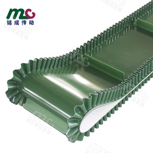 Minsen Green Pvc Conveyor Belt With Side Skirt And Perforated Design For <b>Material</b> <b>Handling</b> - Product Image 1