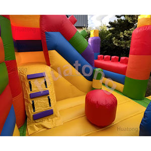 Château gonflable commercial personnalisé coloré avec toboggan et blocs de construction pour fêtes d'enfants - Product Image 4