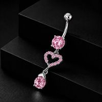 Piercing de nombril multicouche tendance en forme de cœur, design goutte d'eau, zircon, bijoux de corps style danse du ventre