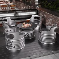 Ensemble de bar en fer forgé de style industriel pour salon de thé et espace de détente de bureau – Combinaison personnalisable de canapé, table basse et chaises