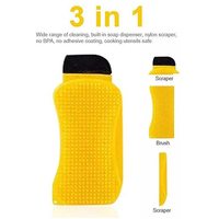 Éponge de cuisine en silicone 3 en 1 Brosse de nettoyage multifonctionnelle pour grattoir Lavage de la vaisselle Cuisine Salle de bain Épurateurs en silicone