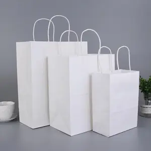 Factory Lowest White Paper Bags Logo Customer Logo Shopping Bag Free Design Christmas Gift Takeaway Milk Tea Craft Paper Bag