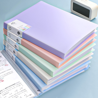 Boîte de classement personnalisée grande capacité A4 en PP, couleur Morandi, avec insert transparent, clip musical et étiquette logo imprimée