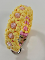 Collier pour chien en paracorde fait main, motif marguerite jaune et rose à 6 pétales, nouveau modèle élégant, vente chaude 2026