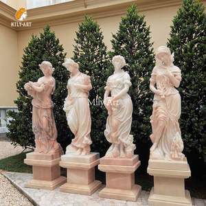 Estatua de <span class=keywords><strong>Mujer</strong></span> de las Cuatro Estaciones Tallada a Mano en Mármol Rojo de Tamaño Real para Decoración de Exteriores, MILY - Product Image 5