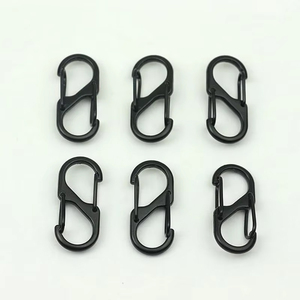 Black S-shaped Metal Carabiner Snap Hook Double Lock <b>Spring</b> <b>Clip</b> for Backpack Luggage Outdoor Use - Product Image 1