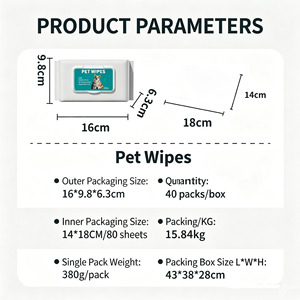 Lingettes jetables sans rinçage <span class=keywords><strong>pour</strong></span> animaux de compagnie, 80 lingettes, <span class=keywords><strong>pour</strong></span> chiens et chats, nettoyage doux et désodorisant, fournitures de toilettage - Product Image 4