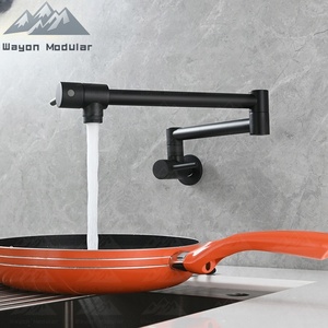 <span class=keywords><strong>Robinet</strong></span> de cuisine mural Wayon en laiton brossé gris moderne avec bras pliable - Product Image 2