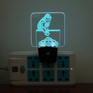 Monkey Designs 3d <span class=keywords><strong>applique</strong></span> murale EU US Plug Led veilleuse avec capteur intelligent capteur du crépuscule à l'aube - Product Image 3