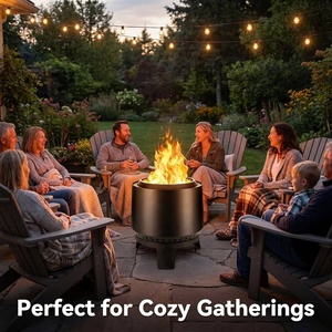 <b>Smokeless</b> Fire Pit Outdoor Wood Burning Double-Wall Steel Portable Bonfire Pit with Poker & Cover for Patio Camping Backyard - Product Image 6