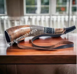 Cuerno de Buey Grabado y Pulido a Mano, Instrumento Musical Natural Hecho a Mano para Decoración de Reenactaciones Medievales - Product Image 4