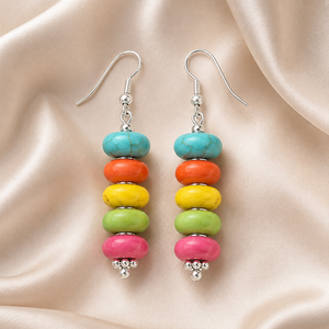 Pendientes Colgantes Hechos a Mano con Incrustaciones de Piedras Naturales, Aretes Decorados con Ágata Multicolor y Turquesa para Mujer, Suministro al por Mayor - Product Image 6