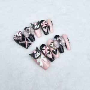 Ongles à presser pur dessin animé fait à la main style mignon <span class=keywords><strong>Kurokami</strong></span> réutilisable de haute qualité - Product Image 1