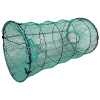 Trampa Plegable de Resorte Directa de Fábrica, Red de HDPE, Alambre de Acero, Jaula para Pesca de Cangrejos, Recipientes para Cebo, Negra 70x110cm