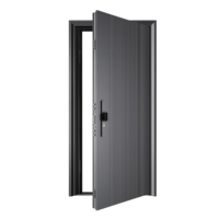 Porte de sécurité moderne minimaliste en alliage d'aluminium de qualité supérieure avec serrure numérique intelligente avancée à ouverture battante pour entrée de villa de luxe