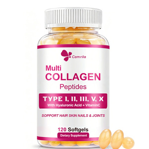 Péptidos de Colágeno Múltiple para Mujeres Tipo I II III V X Vitamina C Antienvejecimiento Favorece la Salud de la Piel, Cabello y Uñas 120 Cápsulas Blandas - Product Image 1