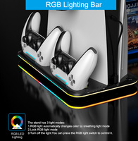 Station de charge verticale multifonctionnelle avec refroidissement / Support de stockage de disques lumineux RVB pour PS VR, support de charge de joystick, accessoires de jeu