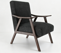 Fauteuil en bois de caoutchouc brossé avec assise et dossier rembourrés, emballage KD