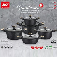 Ensemble de casseroles en aluminium UCC à double poignée, 10 pièces, couvercles en silicone, poêles antiadhésives, compatibles avec les cuisinières à gaz, design luxueux, passe au lave-vaisselle
