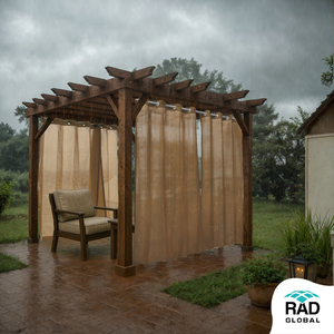 Rideau d'extérieur imperméable 2-en-1 260 GSM, couleur Dune de Sable avec des tons beiges chauds et terreux pour une intimité confortable sur la terrasse et une protection contre les intempéries - Product Image 3