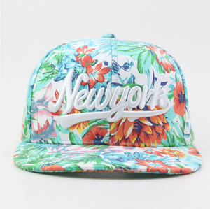 <span class=keywords><strong>Miami</strong></span> Beach Tropical Impreso Deportes Béisbol Bordado 3D Sombrero de ala plana Logotipo floral Imagen deportiva - Product Image 2