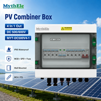 Boîtier de Combinaison PV 4 Cordons DC 500V pour Énergie Solaire, 4 Entrées 1 Sortie avec SPD, Disjoncteur et Compatible MC4