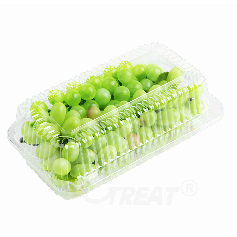 Custom Disposable Transparent Vegetable Packaging Hinged