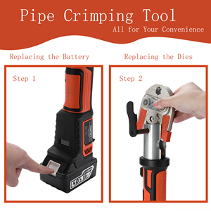 Herramienta de prensado de tubería de cobre <span class=keywords><strong>PEX</strong></span> de acero inoxidable hidráulico con Batería de 18V/4Ah con accesorios hidráulicos - Product Image 4