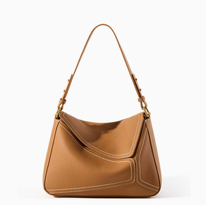 Bolso de Hombro de Cuero Genuino para Mujer, Bolso Bandolera Geométrico con Cierre, para Viajes Diarios - Product Image 6