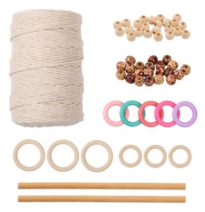 Perchas para plantas DIY, cordón <span class=keywords><strong>de</strong></span> macramé Natural <span class=keywords><strong>de</strong></span> 3mm, cuentas <span class=keywords><strong>de</strong></span> madera, anillos, palo <span class=keywords><strong>de</strong></span> madera, <span class=keywords><strong>Kit</strong></span> <span class=keywords><strong>de</strong></span> inicio <span class=keywords><strong>de</strong></span> macramé DIY para decoración del hogar - Product Image 1