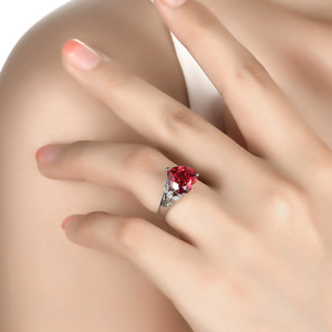 <span class=keywords><strong>Anelli</strong></span> Solitari a Cuore con <span class=keywords><strong>Rubino</strong></span> Rosso da 4,5 Carati <span class=keywords><strong>in</strong></span> Argento Sterling 925 per Donne, Gioielli per Matrimonio e Fidanzamento - Product Image 2