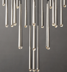 Lustre en laiton de style américain, série <span class=keywords><strong>Aquitaine</strong></span>, à tubes coniques, moderne et minimaliste, pour escalier, salle à manger, salon, bureau, bâtiment - Product Image 4