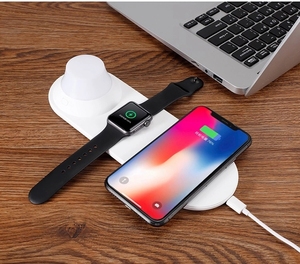 Caricabatterie Wireless a 2 Bobine con Lampada LED, Logo Personalizzabile, Ricarica Rapida 20W, Certificato CE, Power Bank per Telefoni Cellulari, Tendenza 2020 - Product Image 2