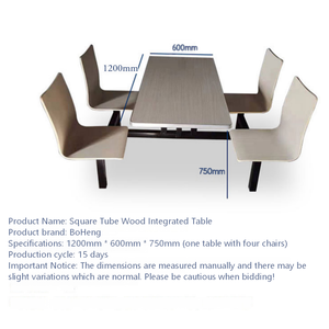 Set di Tavolo <span class=keywords><strong>e</strong></span> <span class=keywords><strong>Sedie</strong></span> in Legno Curvato di Alta Qualità per Mensa Scolastica a 4 Posti - Product Image 6