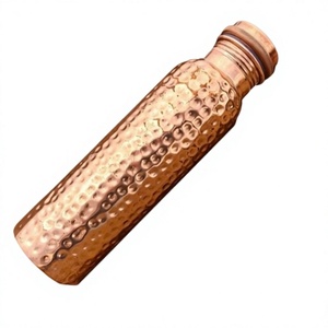 Bouteille d'hydratation en cuivre massif, récipient à boisson en métal avec couvercle hermétique, réutilisable, écologique, pour usage intérieur et extérieur - Product Image 1