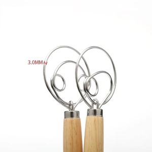 Hot bán thép không gỉ trộn <span class=keywords><strong>Whisk</strong></span> 25cm Đan Mạch bột <span class=keywords><strong>Whisk</strong></span> trứng bánh mì <span class=keywords><strong>Whisk</strong></span> với tay cầm bằng gỗ - Product Image 4