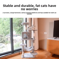 Arbre à chat pour grands chats, empreinte compacte, 145 cm, poteau d'escalade en sisal avec lit pour chat intégré, vente en gros, sur mesure