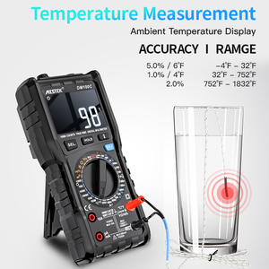Multímetro Digital MESTEK DM100C de 10000 Lecturas, Medidor de Temperatura, Probador de Voltaje AC/DC, Amperímetro, Ohmímetro, Multímetro Automático - Product Image 3