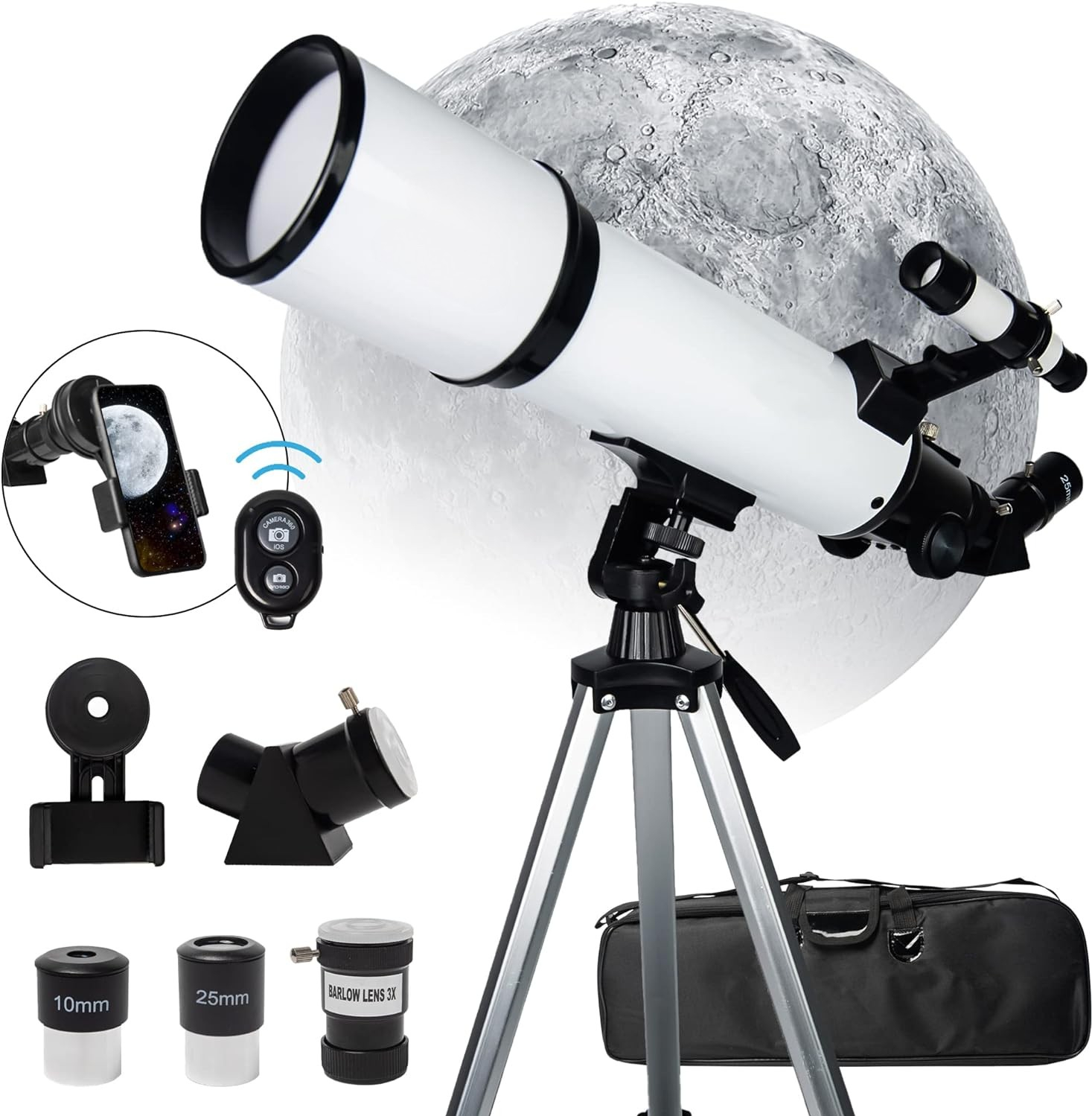 60080mm Astronomical Refracting Telescope AZ Mount, 24X-180X
